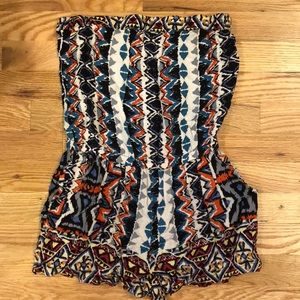 Aztec strapless romper